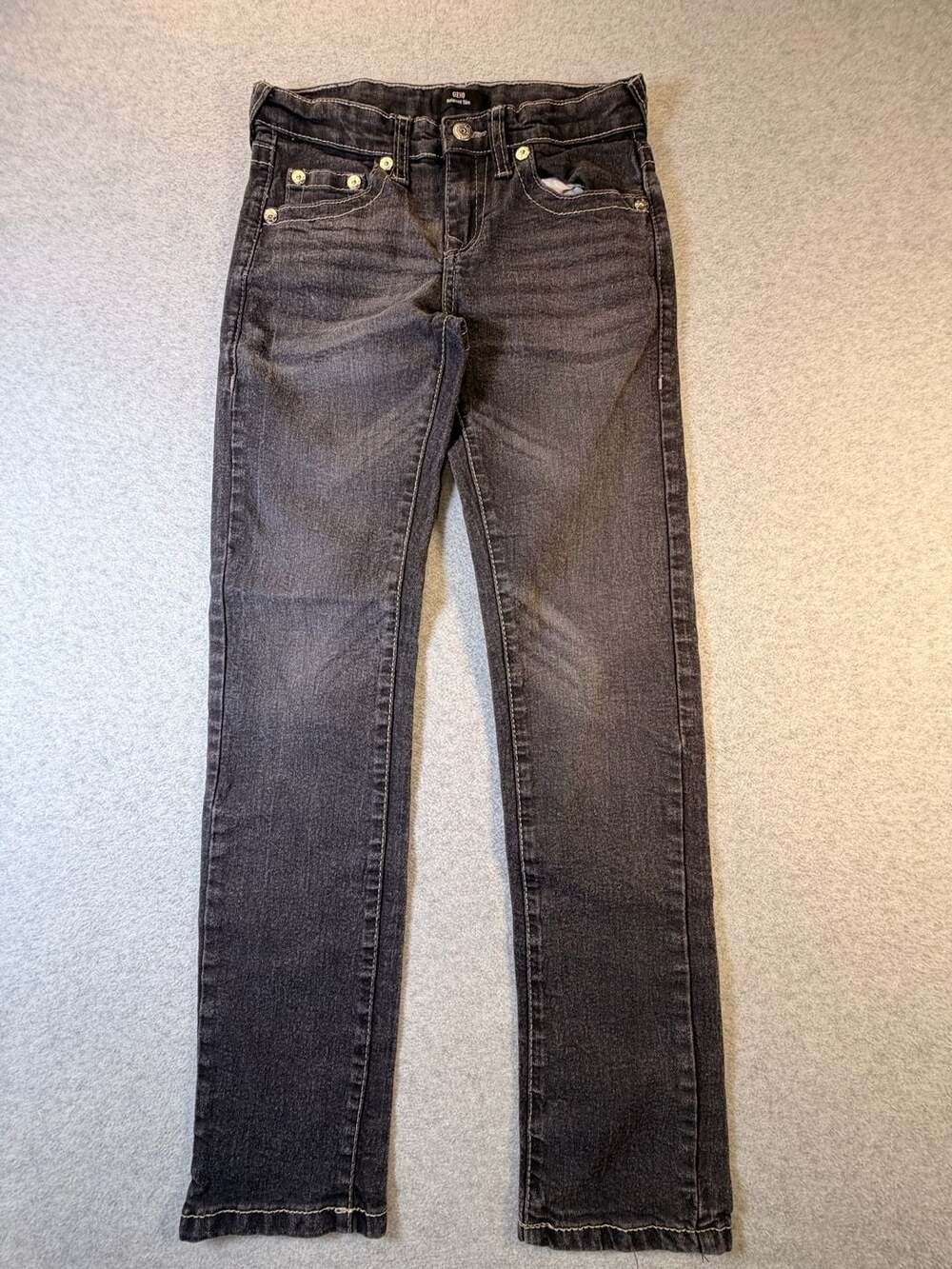 True Religion Geno Relaxed Slim Jeans Size 12 Black Washed